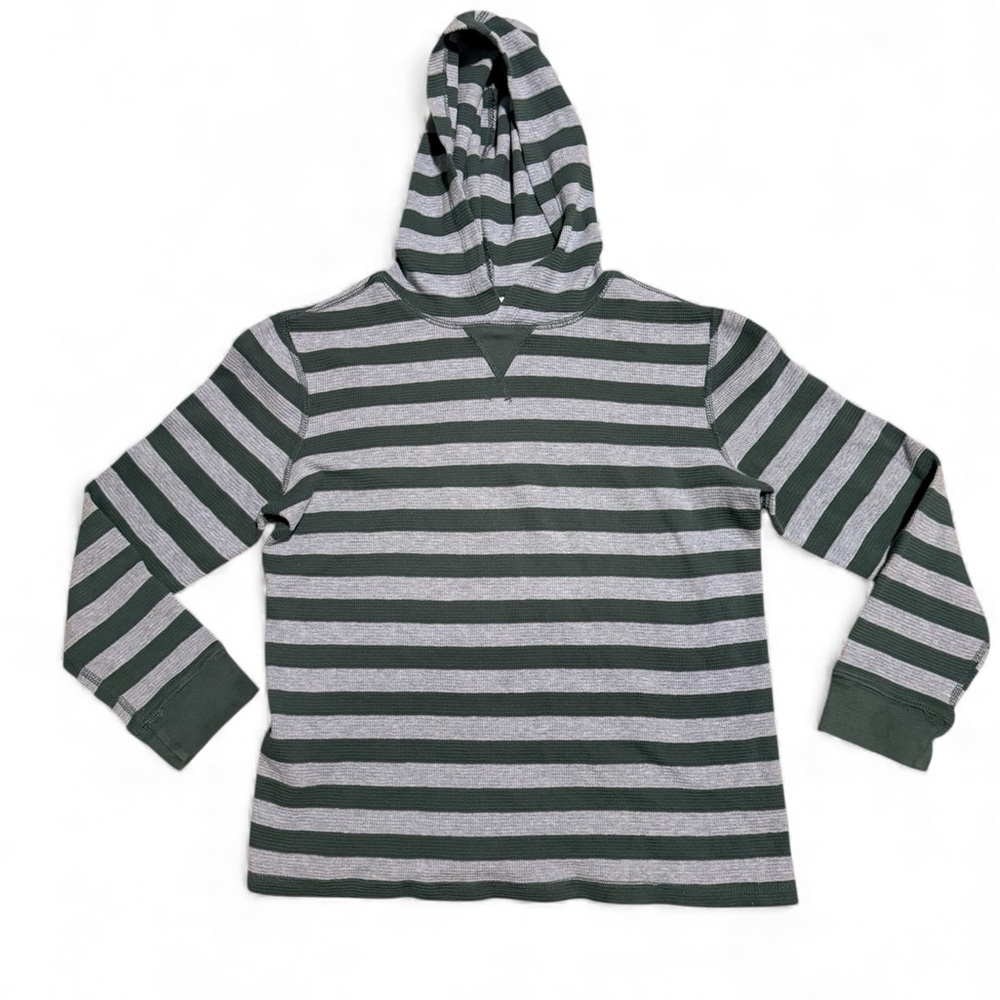 Hanna Andersson Boy’s Long Sleeve Blue and Green Shirt w/ Hood Size 12